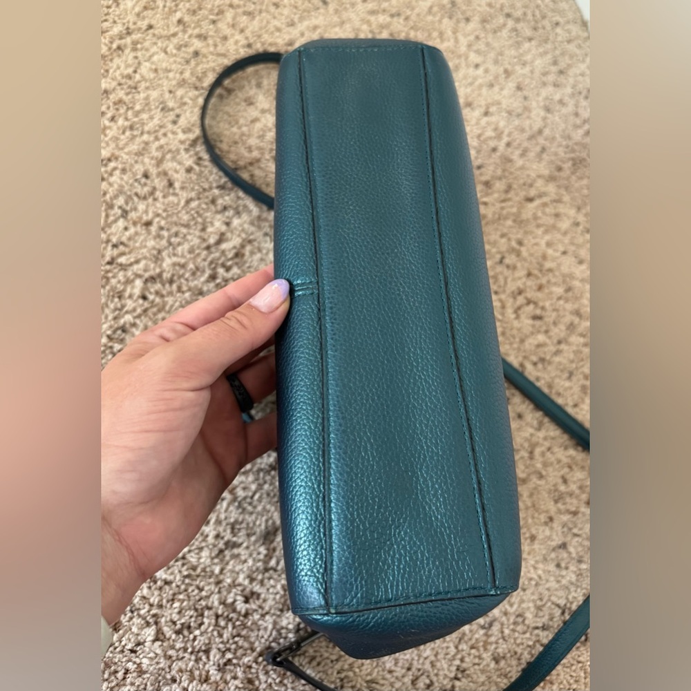 Coach Metallic Teal Pebble Leather 2 way Crossbody with Matching Wallet - Picture 9 of 14
